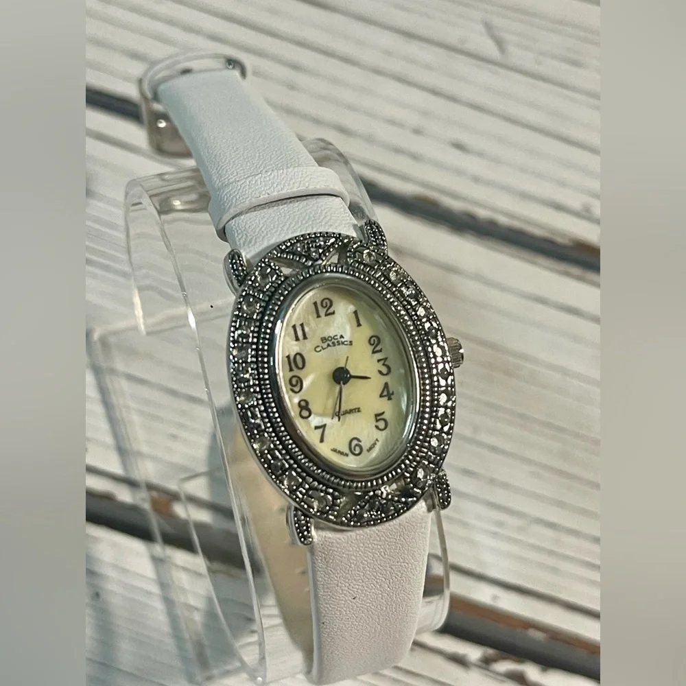 NEW BATTERY Vintage 90's Watch Boca‎ Classics Antique Victorian Mother Of Pearl